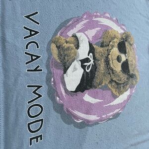 Vacay Mode / Teddy Bear on Floaty Long Sleeve Sweater